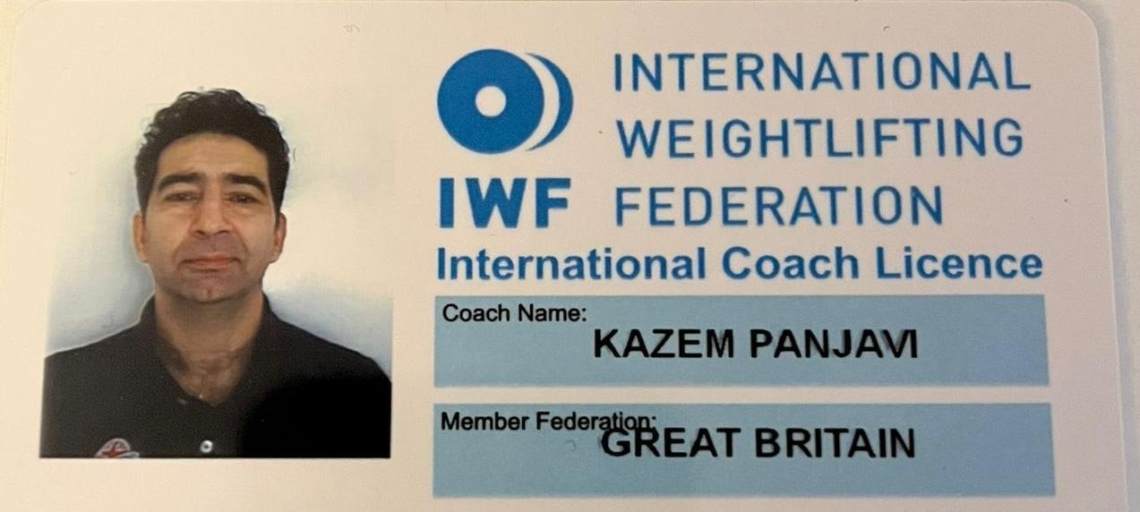 IWF International Coach Licence &mdash; Kazem Panjavi, Great Britain